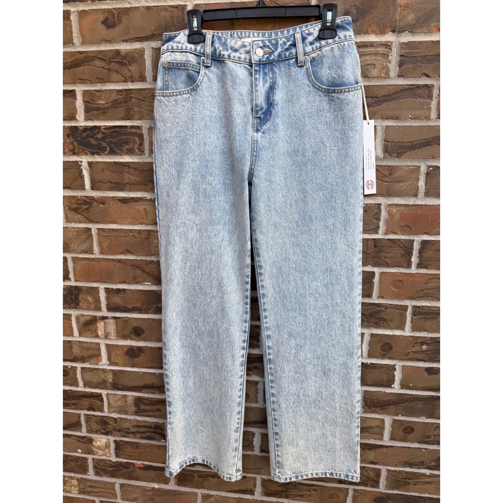 House of Harlow 1960 Yana Jean Glacier Wash Two Tone Straight Leg Jeans Size‎ 28